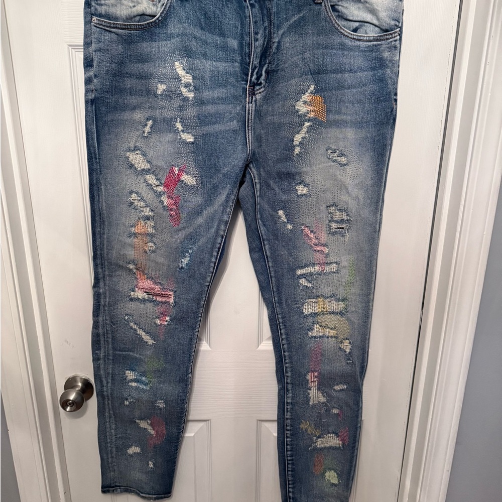 Embellish Distressed Blue Jeans for Men